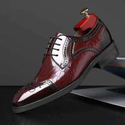 Herren Brogue Oxford Schnürschuhe mit Eckiger Spitze – Business Stil