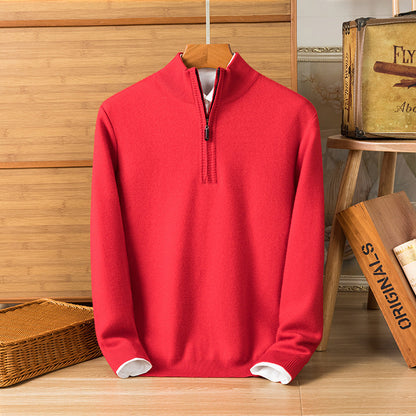Men's Thick Knit Sweater Long Sleeve Crew Neck – Wool Blend