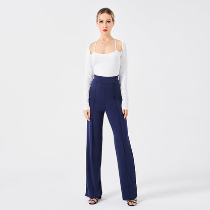 Damen Hochtaillen-Slim-Schlaghose in Unifarbe