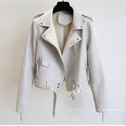 Women's Slim-Fit Biker Jacket with Snake Print, Notch Collar, and Zipper
