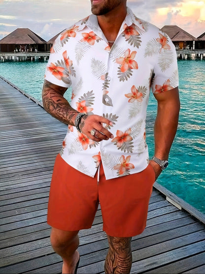Herren Sommer-Shorts-Set: Kurzarmhemd Und Shorts Aus Baumwollmischung
