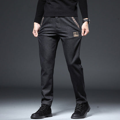 Herren Frühlingshose Mit Stickerei, Schmal Geschnitten, Gerader Schnitt, Hoher Bund, Stretch-Design