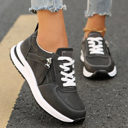 Damen-Sneaker Mit Seitlichem Reißverschluss, Fußgewölbeunterstützung Und Rutschfester Sohle