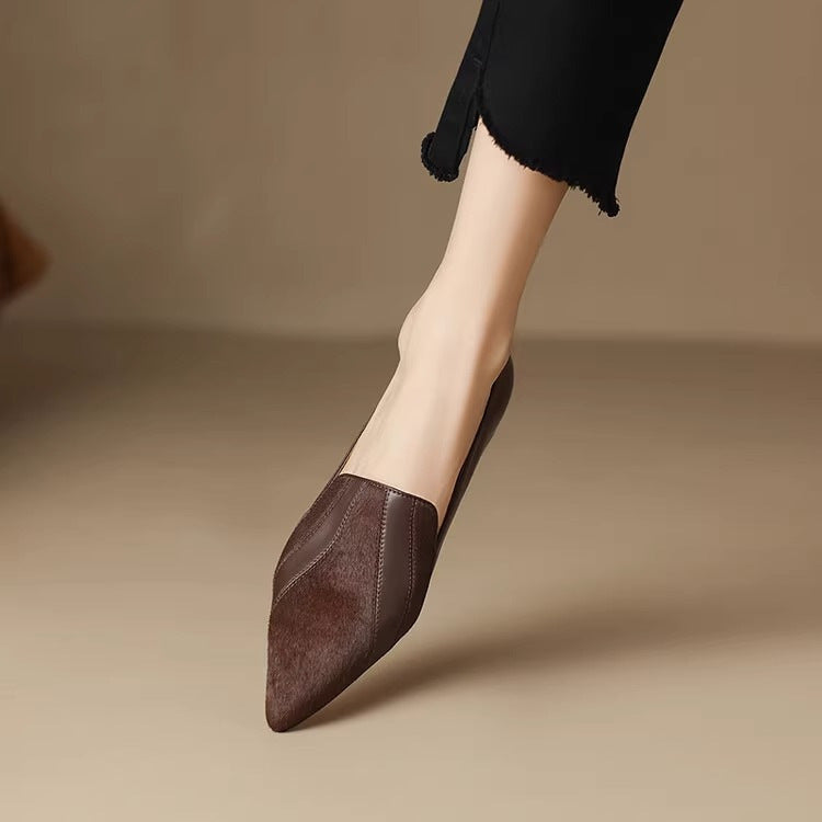 Damen-Slipper Mit Spitzer Zehenpartie, Flach Und Niedrig Geschnitten