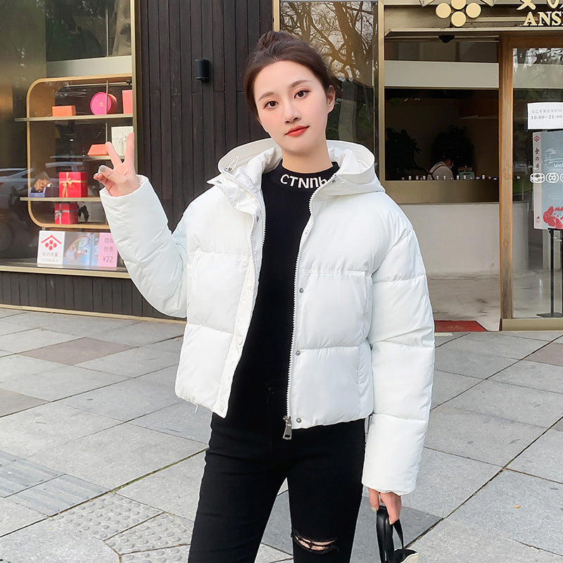 Damen Winter Kurz-Daunenjacke mit Kapuze und Reißverschluss