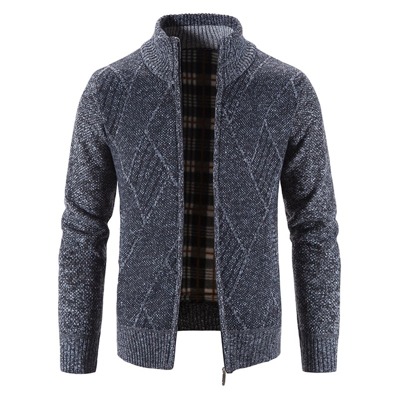 Men's Knit Cardigan Loose Fit Long Sleeve Open Design – Wool Blend