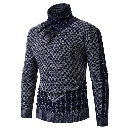 Herren Winterpullover Halber Rollkragen Langarm Gestrickt – Woll-Mischung