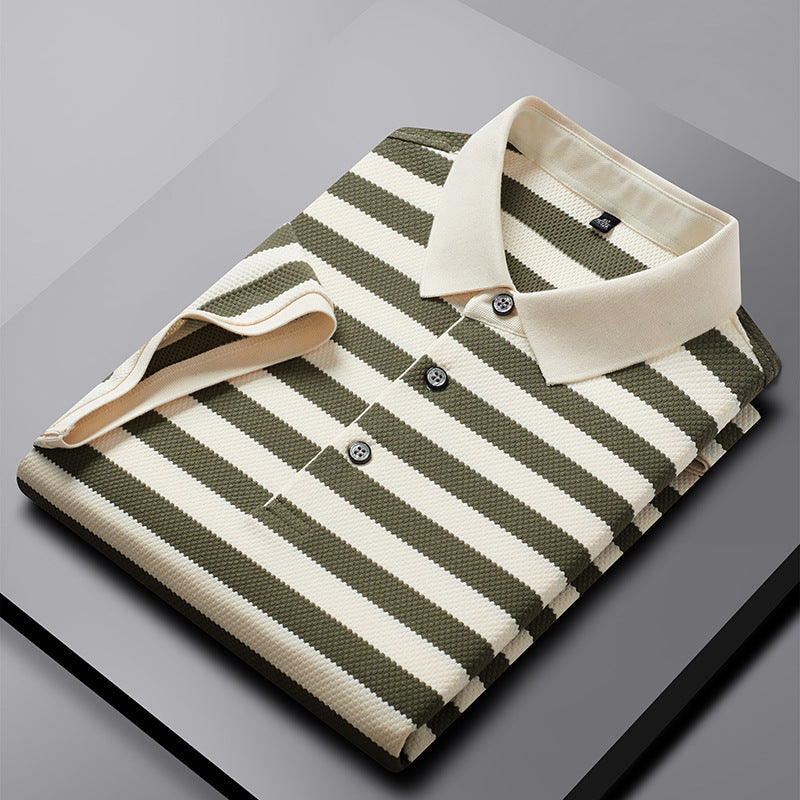 Men's Striped Short-Sleeve Round-Neck Shirt