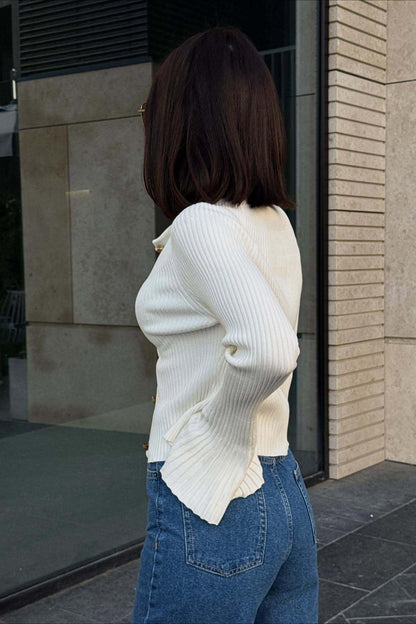Cardigan für Damen mit ausgestellten Trompetenärmeln