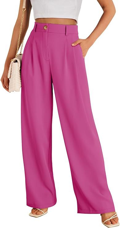 Women's business trousers with high waist, elastic waistband, and wide leg – Classic style