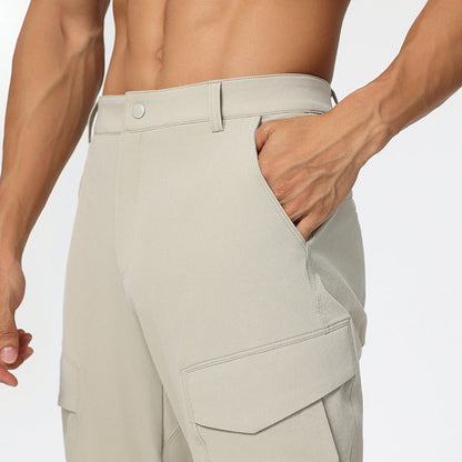 Gerade Geschnittene Herren-Cargohose Mit Mehreren Taschen Und Elastischem Bund