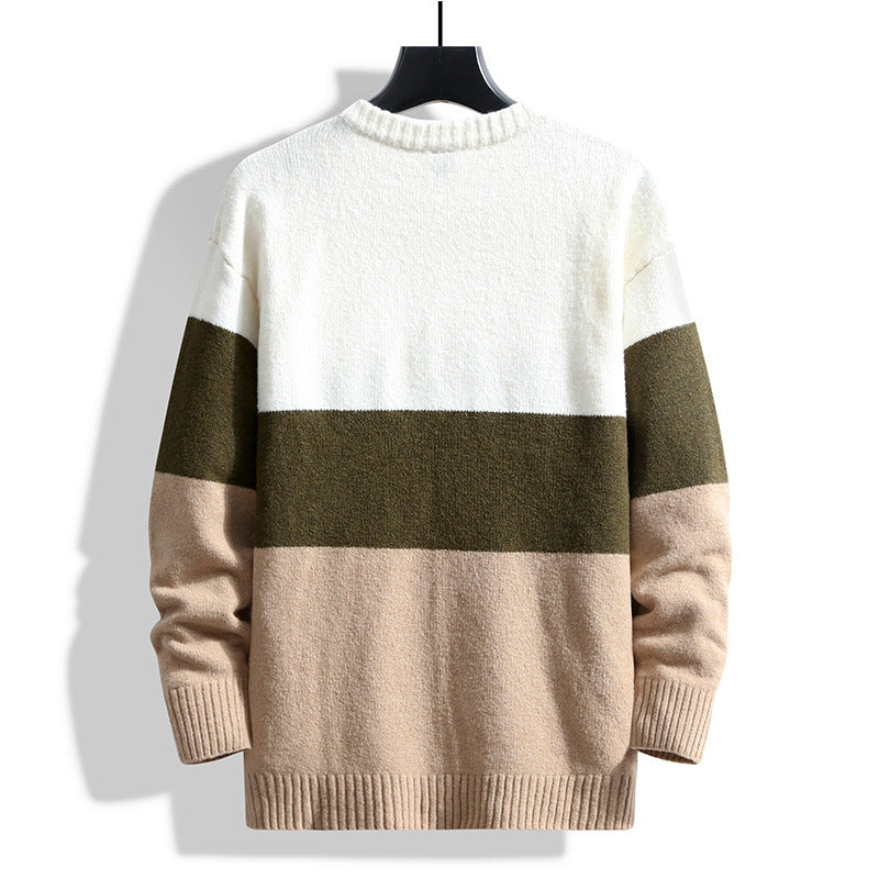 Men's sweater with round neckline and ribbed hem