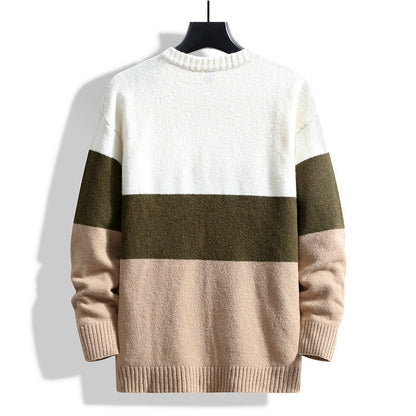 Men's sweater with round neckline and ribbed hem