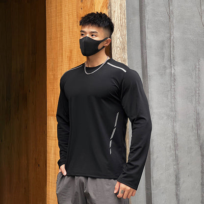 Herren Langarmshirt Mit Rundhalsausschnitt, Handbemaltem Print, Lockere Passform