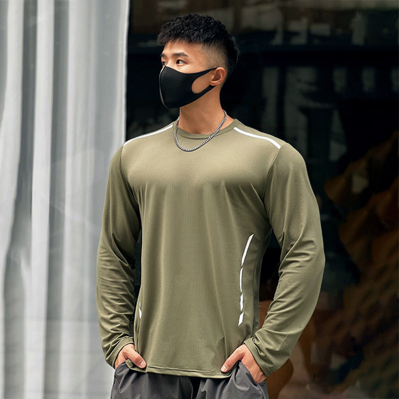 Herren Langarmshirt Mit Rundhalsausschnitt, Handbemaltem Print, Lockere Passform