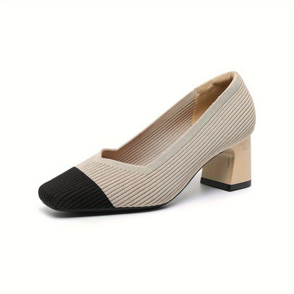 Women's Pumps Block Heel Stretch Fit Padded Sole