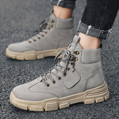 Herren-Arbeitsstiefel bis zur Wade mit Schnürsenkeln und Gummisohle