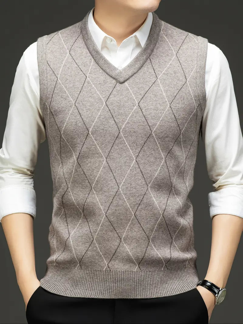 Herren Strick-Bodywarmer mit V-Ausschnitt, Slim Fit