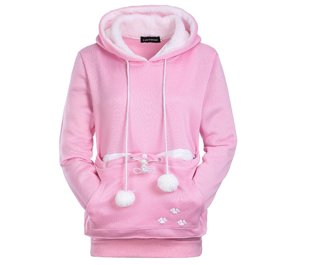 Damen-Pullover-Hoodie mit Katzen-Print und langen Ärmeln