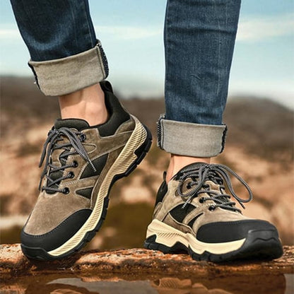 Men's sports sneakers with laces, low cut, and flat sole
