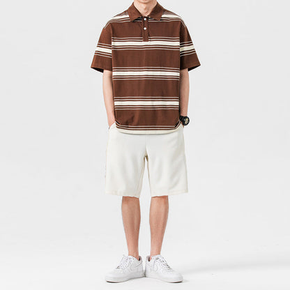 Men's Summer Two-Piece Sports Set Short-Sleeve T-Shirt Mid-Length Shorts Solid Color Outfit Multiple Sizes