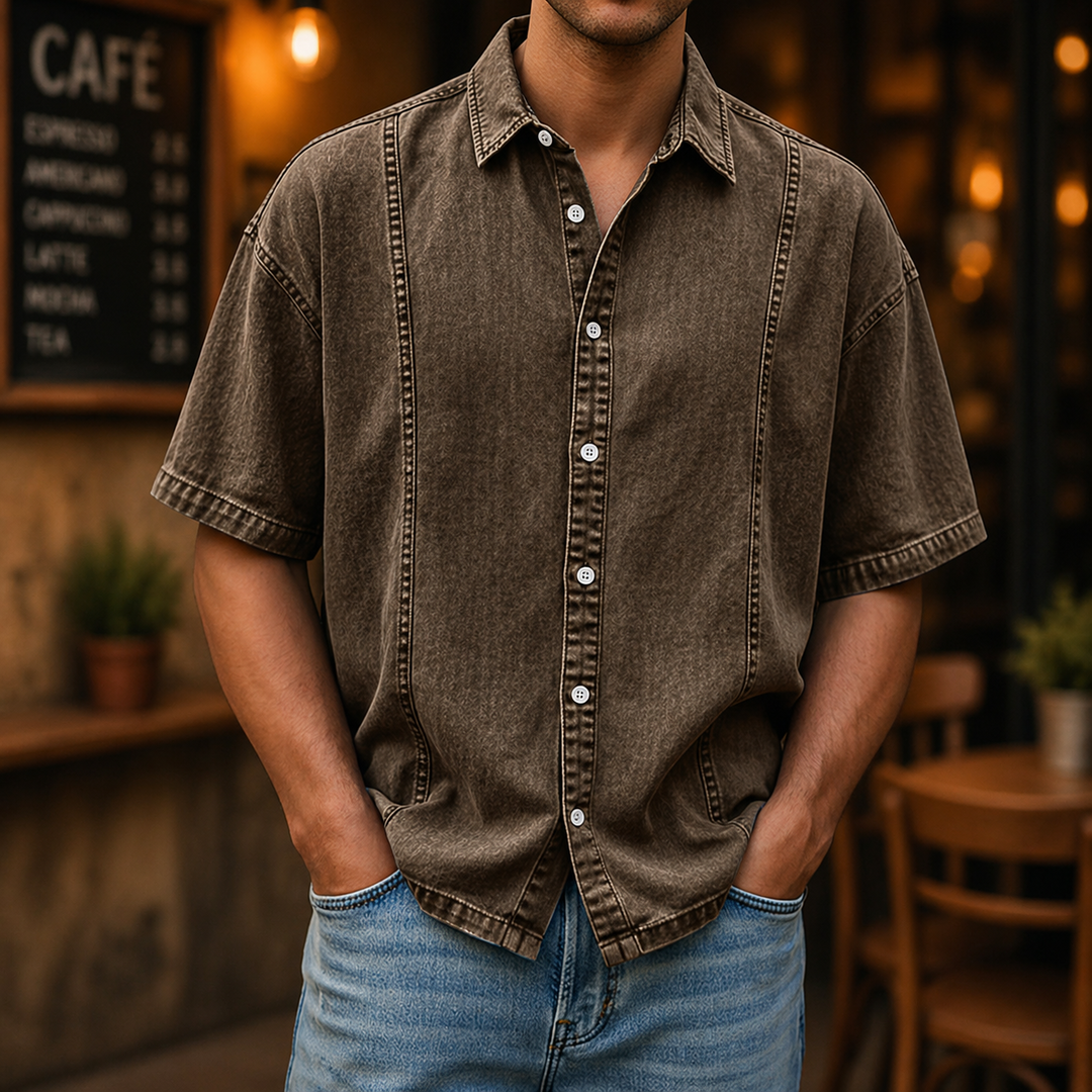 Herren Kurzarm Hemd mit Knopfleiste – Lockerer Schnitt Leichtes Design