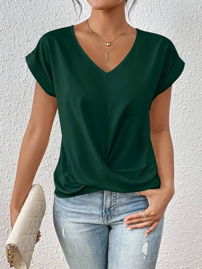 Damen T-Shirt Mit V-Ausschnitt Und Kurzen Ärmeln In Leichter Passform