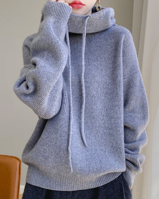 Damen-Pullover-Strickpullover mit Peter-Pan-Kragen und langen Ärmeln