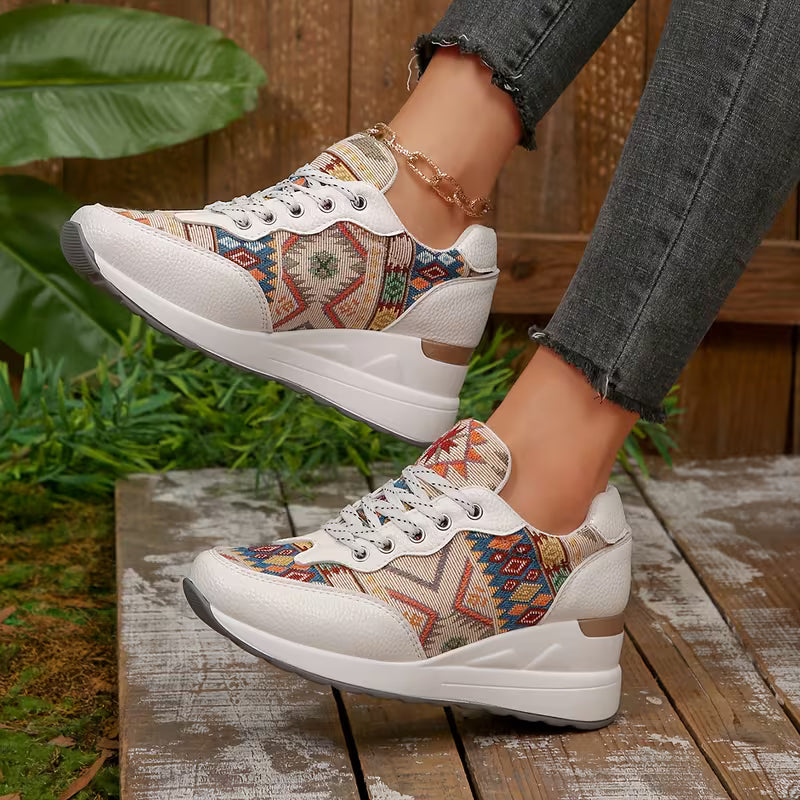 Women's lace-up shoes with wide toe box and orthopedic support