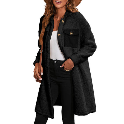 Damen Herbst-Langjacke mit Reißverschluss und Unifarbe