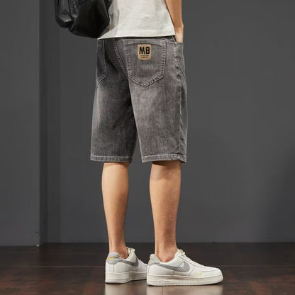 Herren Sommer-Denim-Shorts, Gerades Bein, Lockere Passform, Verkürzte Länge