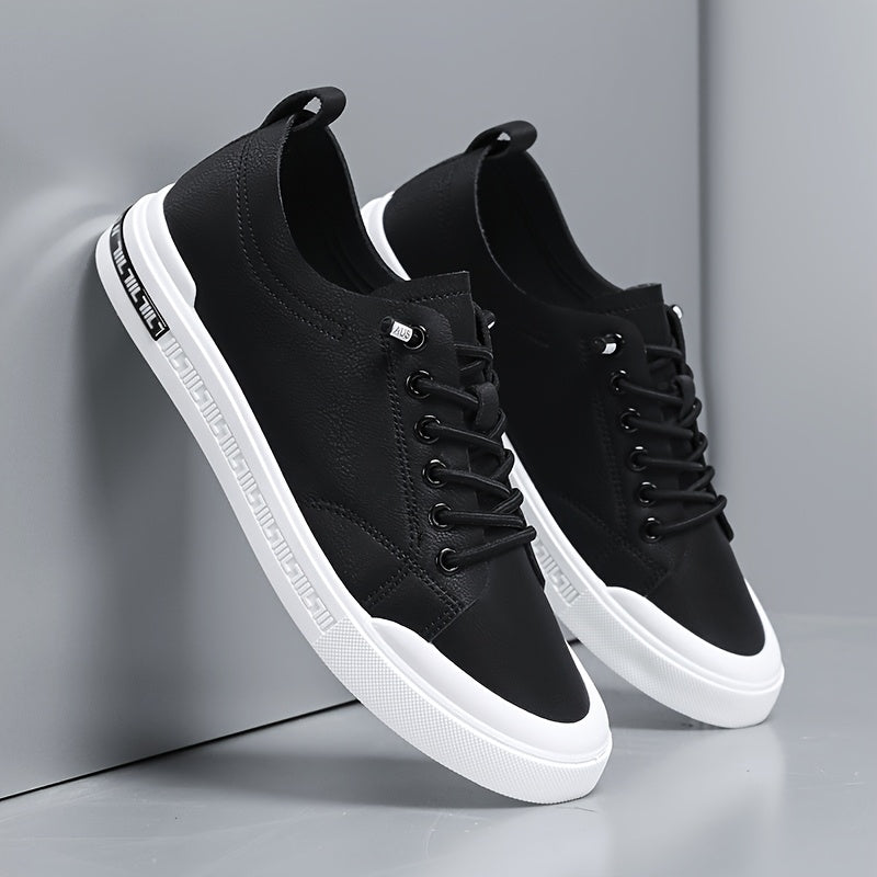 Herren Sneakers Mit Schnürung, Glattem Obermaterial, Gepolstertem Fußbett