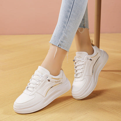 Women's Plus Size Platform Sneakers with Round Toe – Microfiber Look