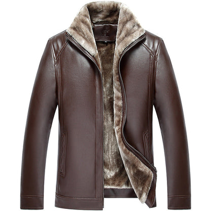 Men's winter quilted jacket with turn-down collar and multiple pockets