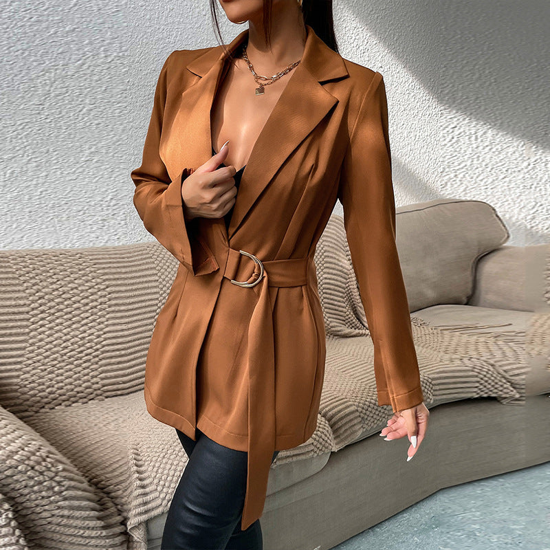 Damen Strickjacke im Slim Fit mit Reverskragen und Color-Block Design