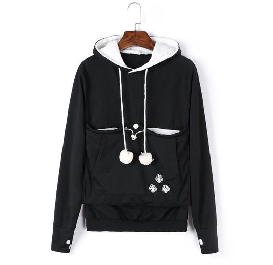 Damen-Pullover-Hoodie mit Katzen-Print und langen Ärmeln