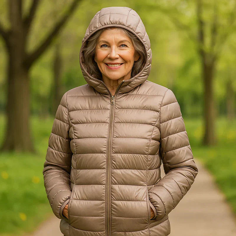 Damen Winter Leichte Steppjacke Mit Packbarem Design