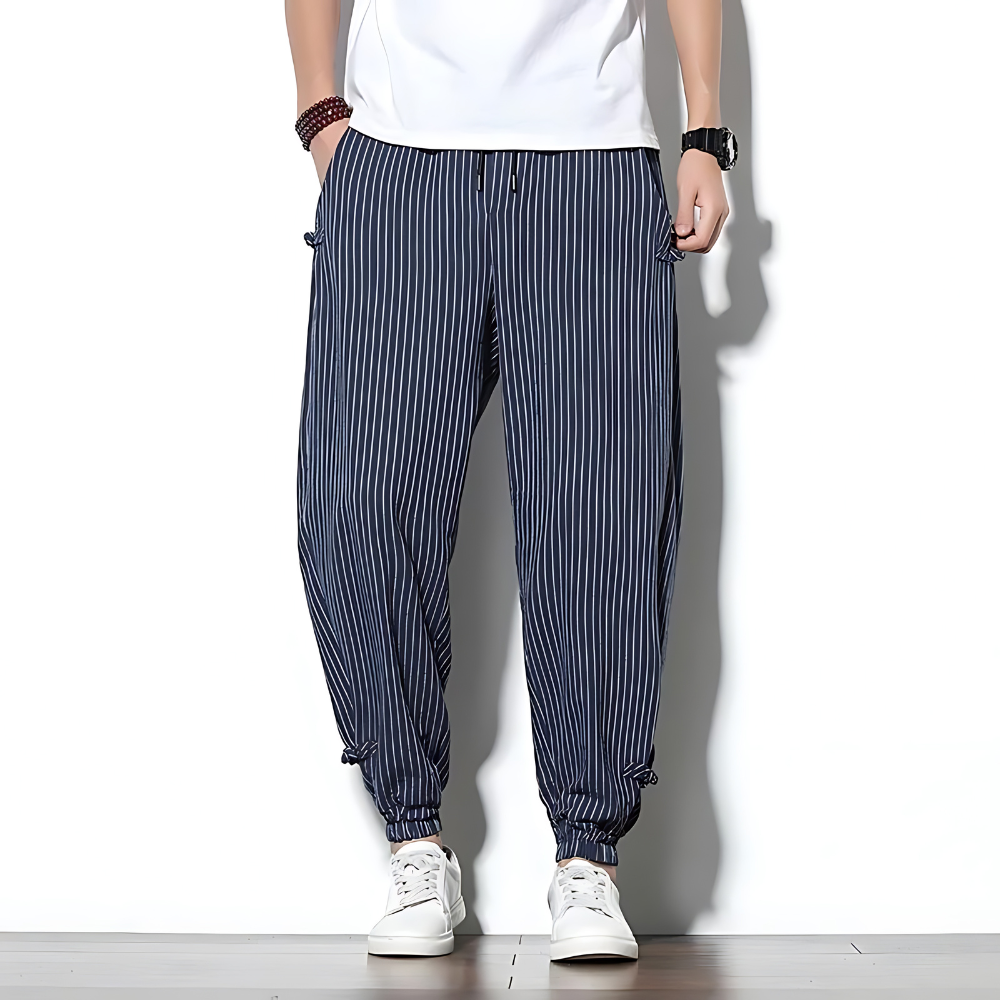 Herren Chinohose mit Geradem Bein – Kordelzug Lockerer Schnitt