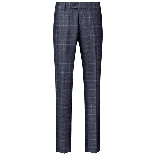 Herren Anzughose Slim Fit In Navy Blau Tweed
