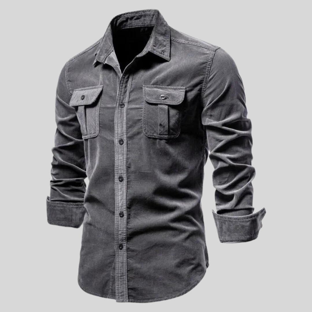 Herren Cordhemd Langarm Button-Up