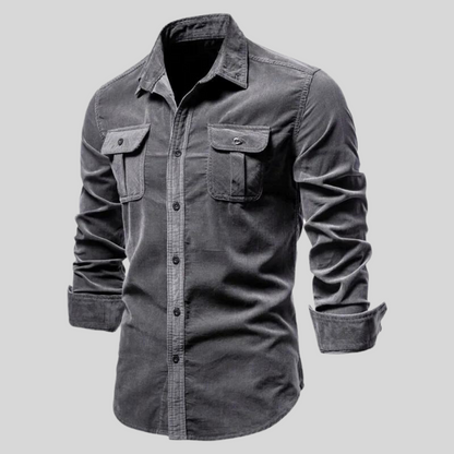 Herren Cordhemd Langarm Button-Up