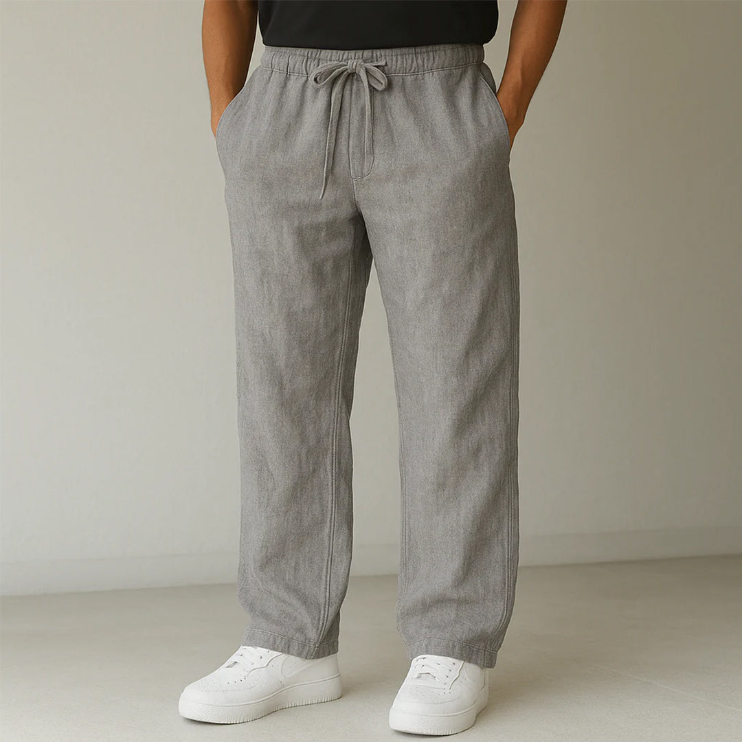Herren Gerade Geschnittene Hose Mit Elastischem Bund Und Seitentaschen