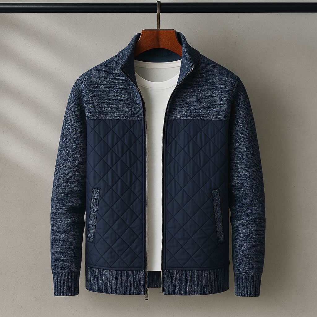 Herren Steppjacke Baumwollstrickärmel Gerippter Saum