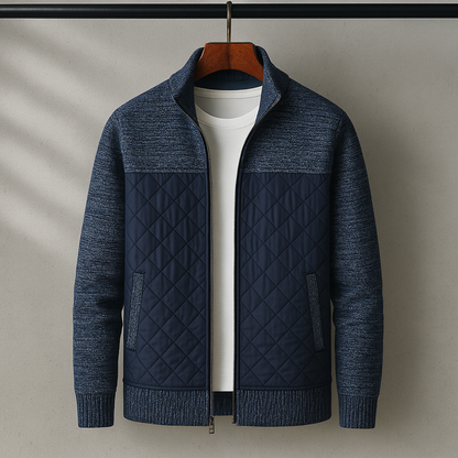 Herren Steppjacke Baumwollstrickärmel Gerippter Saum