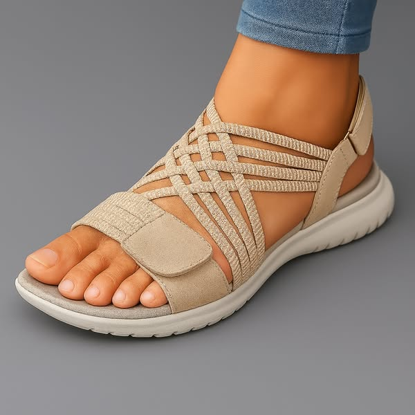 Damen-Sommersandalen Mit Verstellbarem Riemen, Runder Zehenpartie Und Rutschfester Sohle
