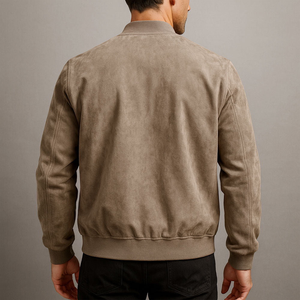 Men's Suede Jacket Slim Fit Minimalist Bomber