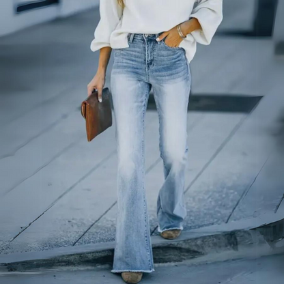 Women's Jeans with High Waist and Slight Flare