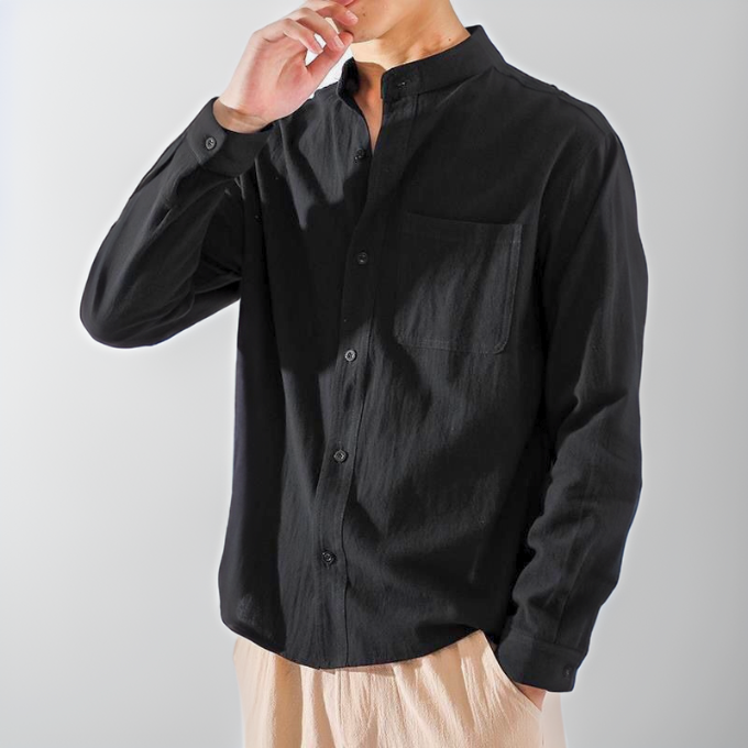 Herren-Sommerhemd mit Knopfleiste, lockerer Passform und leichtem Design