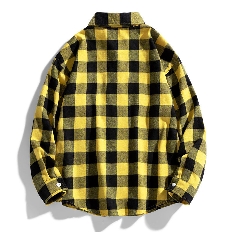 Men's Shirt Checked Long Sleeve Loose Fit Button-Down