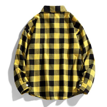 Men's Shirt Checked Long Sleeve Loose Fit Button-Down